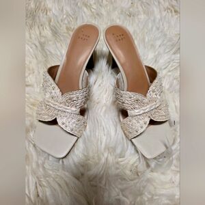 A New Day Women's Ivory Woven Mules